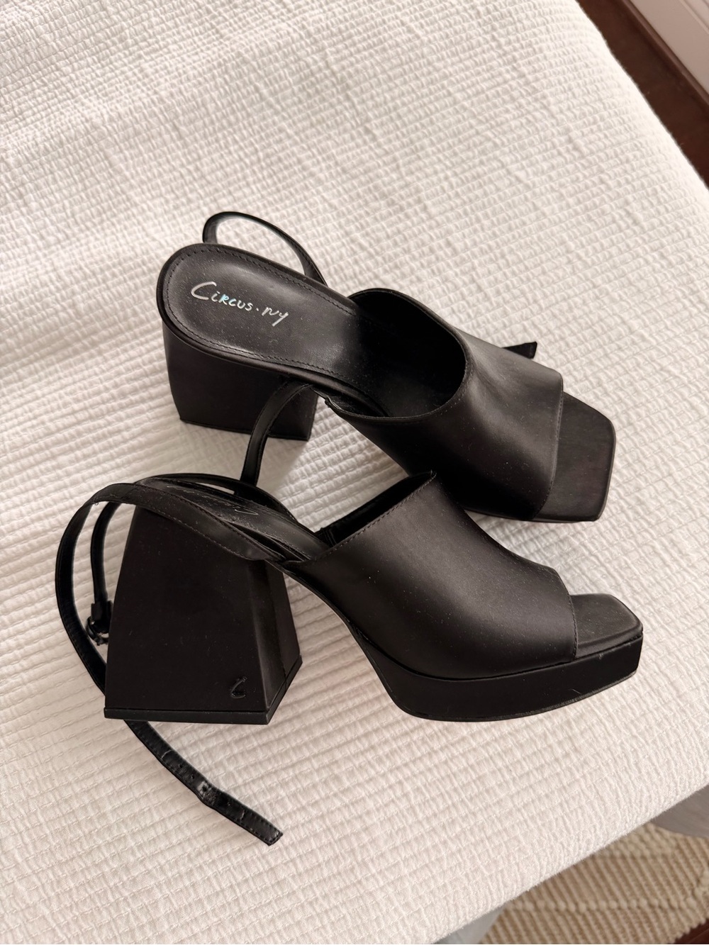 Circus by Sam Edelman Black Chunky Platform Slingback Heels